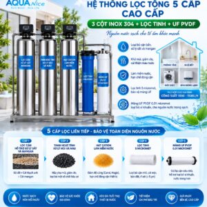 Hệ Thống Lọc Tổng 5 Cấp Cao Cấp: 3 Cột inox 304 + Lọc Tinh + UF PVDF